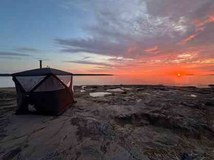 Bastu Hällskär - Avkoppling där du vill! (Bastutält + Kamin + Skorsten + 2 Bänkar)