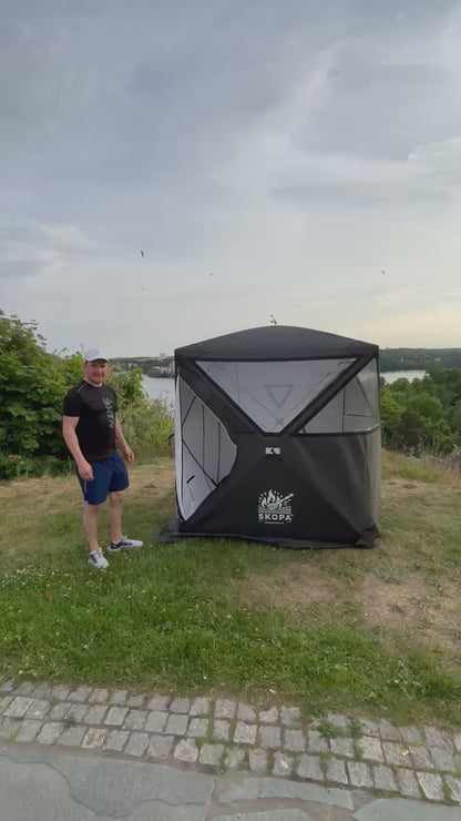 Bastu Hällskär - Avkoppling där du vill! (Bastutält + Kamin + Skorsten + 2 Bänkar)